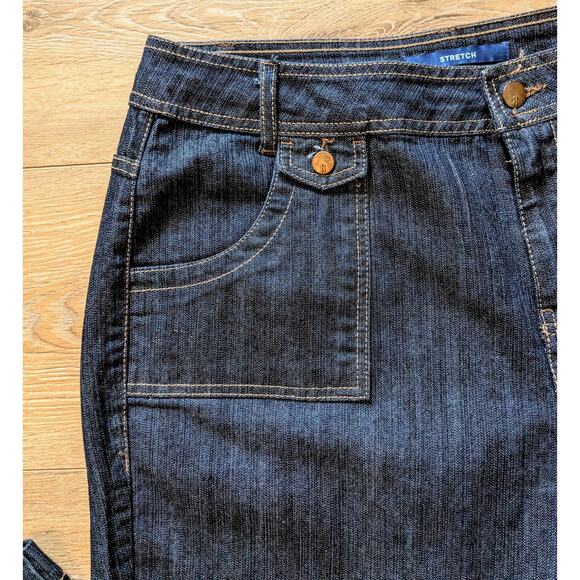 Bill Blass Jeans High Rise Wide Leg Dark Denim Y2K Contrast Stitching Size 14 - Picture 4 of 10